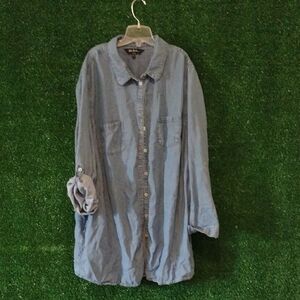 Ulla Popken Casual Blue Button-Up Shirt